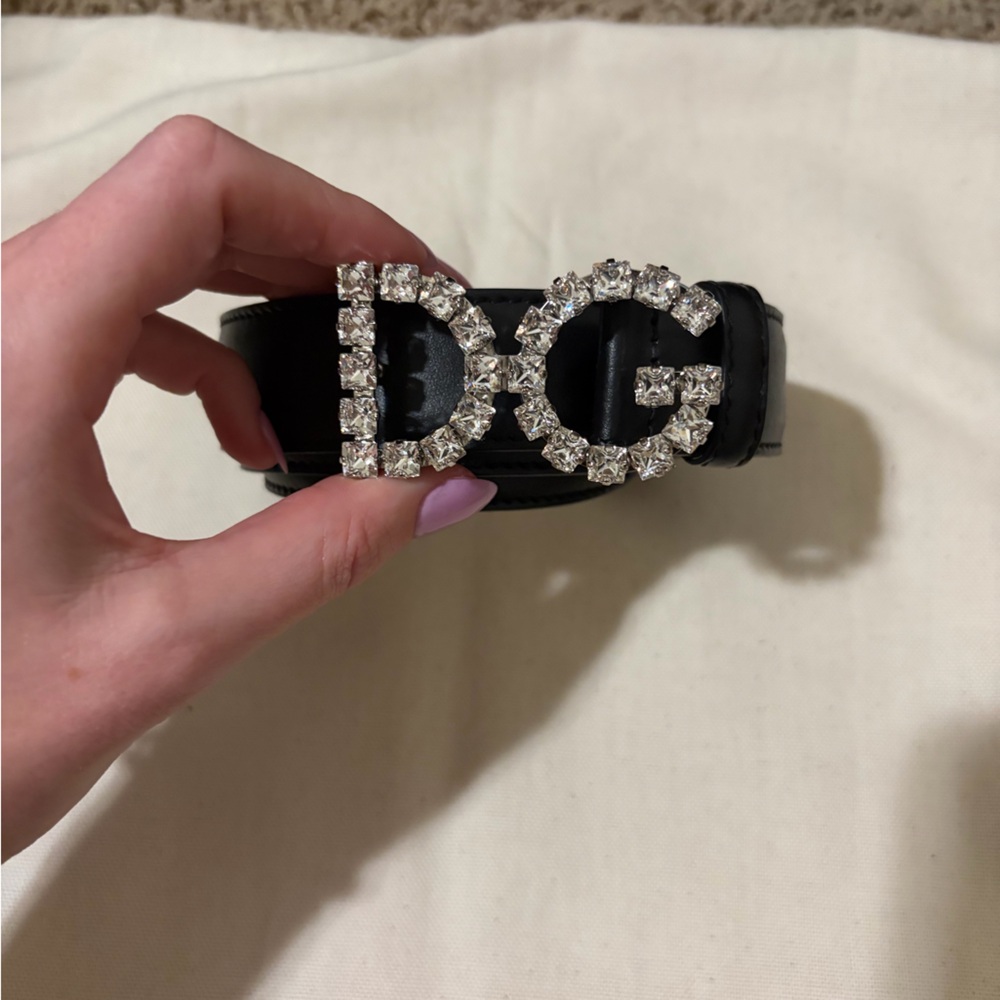 Dolce & Gabbana Black Belt with Crystal Embellishments